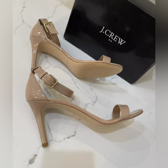 J. Crew patent high heel sandal Nude Khaki C1163 NIB Sz9 - Picture 9 of 10